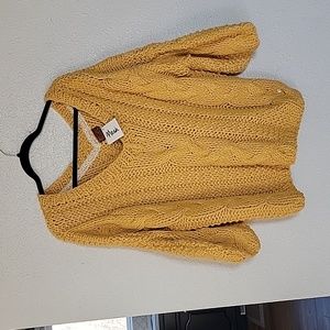 POL Mustard Yellow Cable Knit Sweater